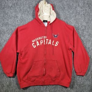 Washington Capitals Men's L Red Full Zip Up Hoodie Jacket Sweater NHL Fast Ship